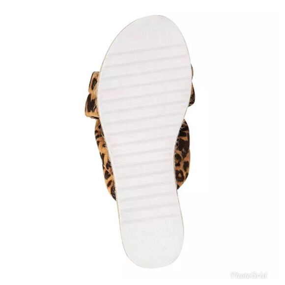 Olivia Miller River Flatform Wedge Chunky Leopard Animal Print Slide Sandals - Picture 2 of 10